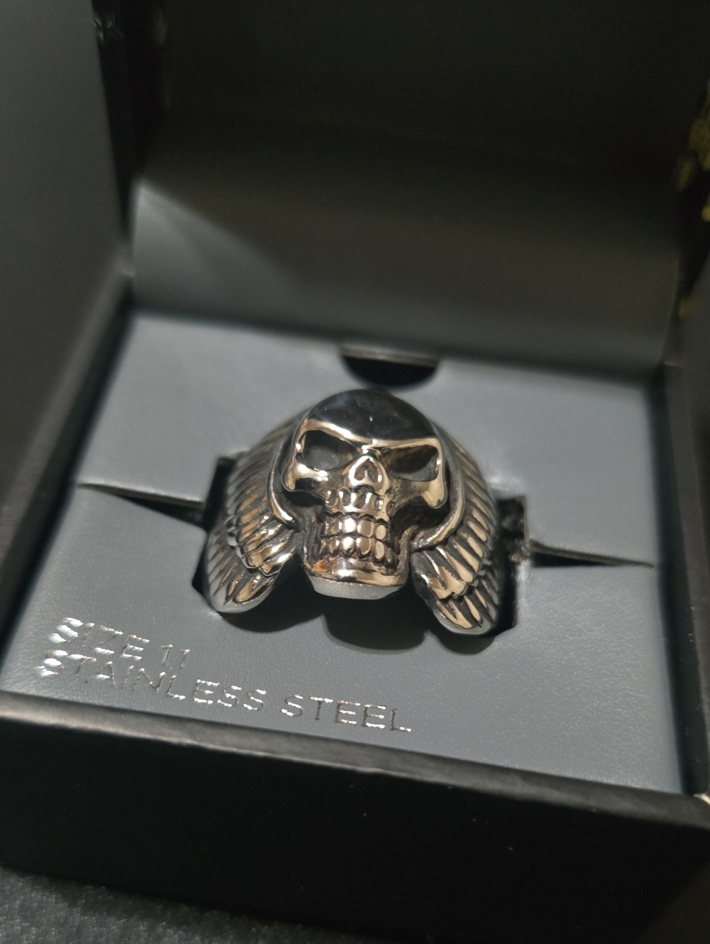 Ed Hardy RARE Skull Wings Stainless Steel Men's Ring Size 11 NIB/NWT